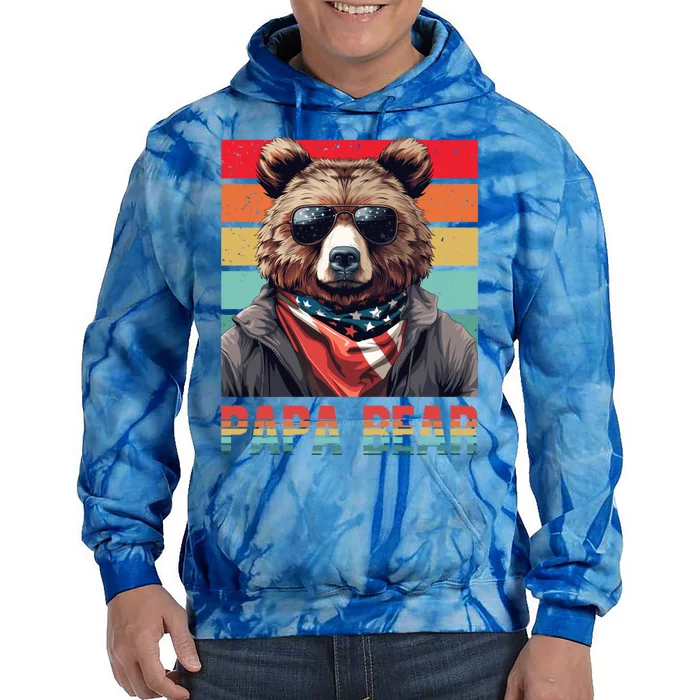 Vintage Papa Bear Sunglasses Papa Bear Lover FatherS Day Cute Gift Tie Dye Hoodie