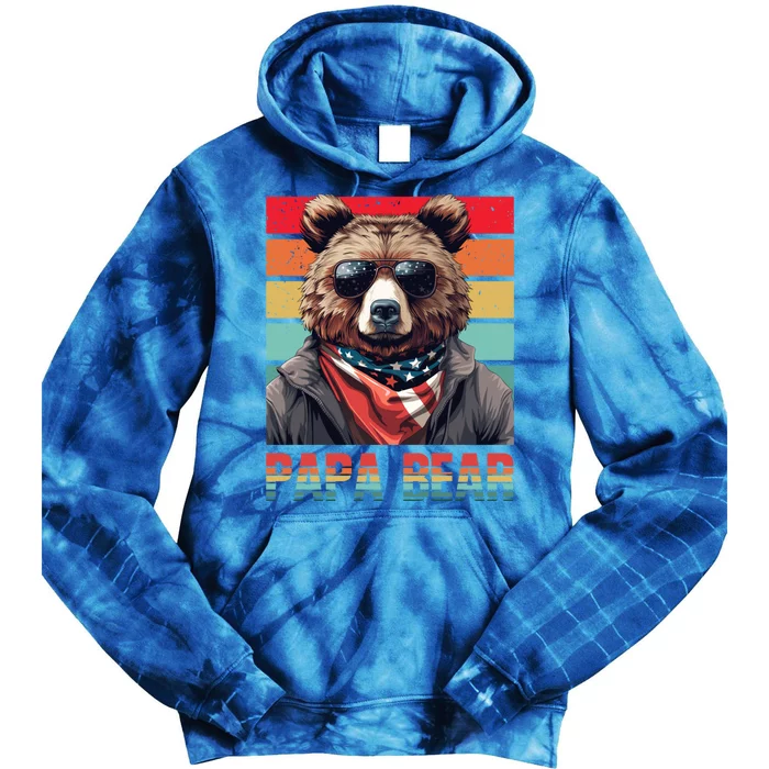 Vintage Papa Bear Sunglasses Papa Bear Lover FatherS Day Cute Gift Tie Dye Hoodie