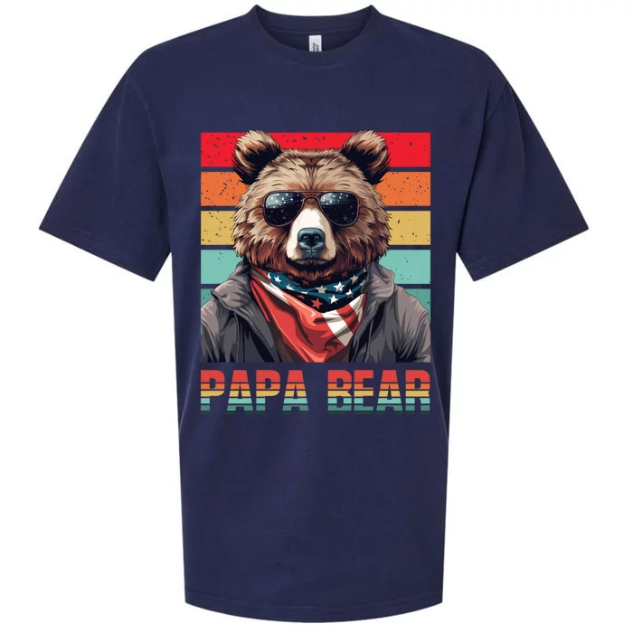 Vintage Papa Bear Sunglasses Papa Bear Lover FatherS Day Cute Gift Sueded Cloud Jersey T-Shirt