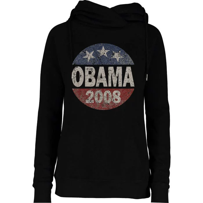 Vintage President Barack Obama 2008 Campaign Womens Funnel Neck Pullover Hood