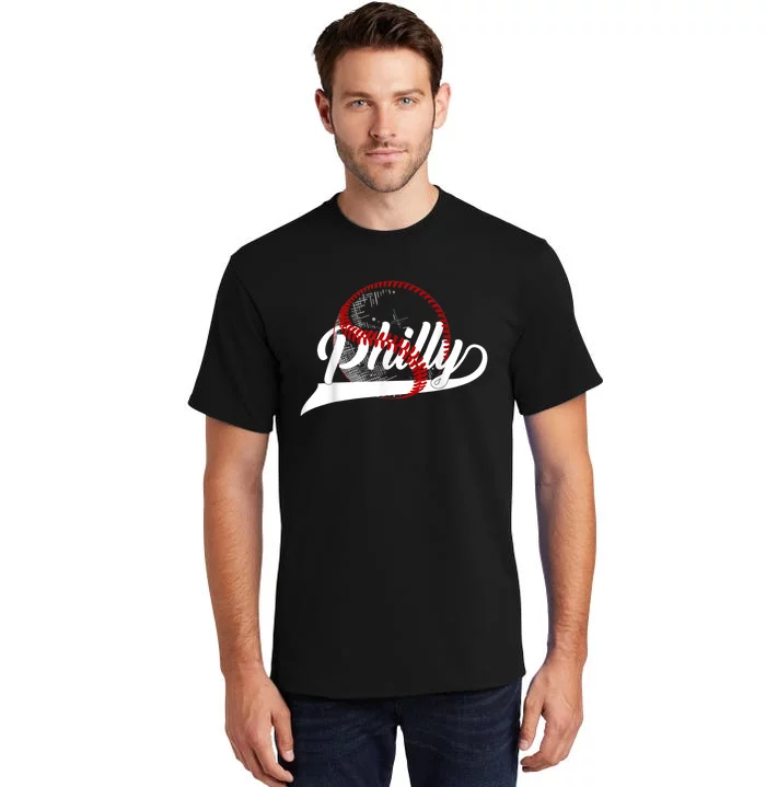 Vintage Philly Baseball Lovers Baseball Fans Tall T-Shirt