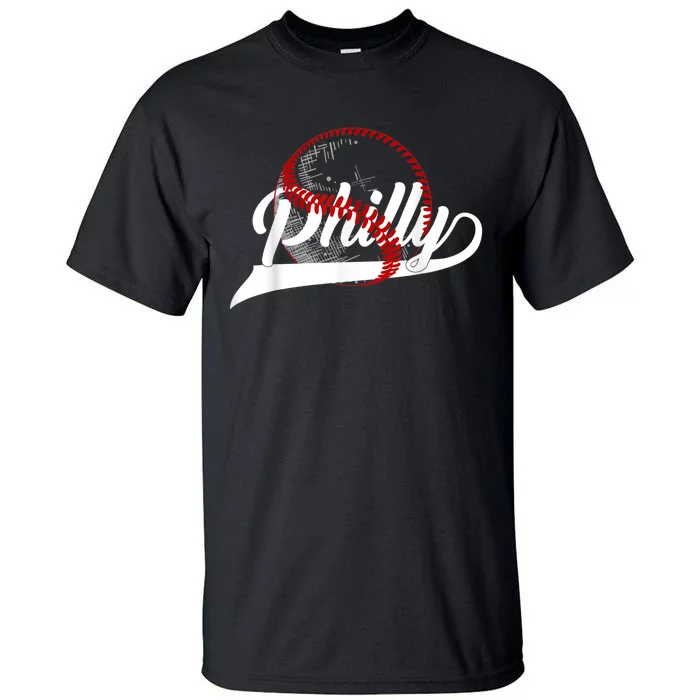 Vintage Philly Baseball Lovers Baseball Fans Tall T-Shirt