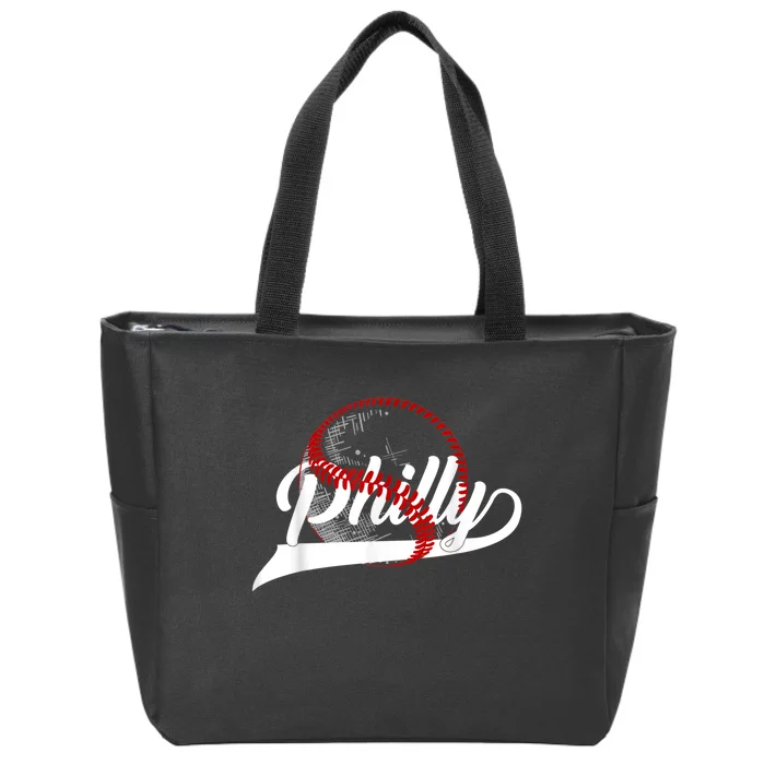 Vintage Philly Baseball Lovers Baseball Fans Zip Tote Bag