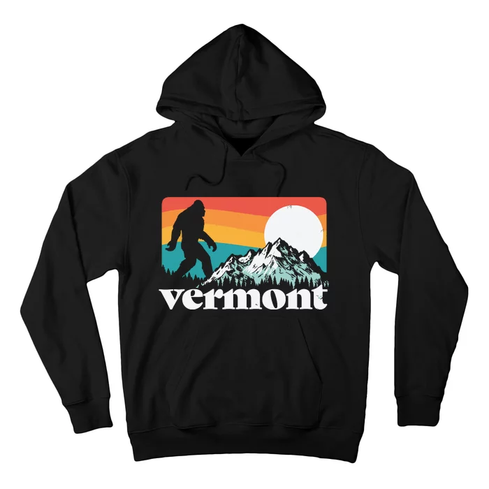 Vermont Pride Bigfoot Mountains Retro Nature Graphic Hoodie