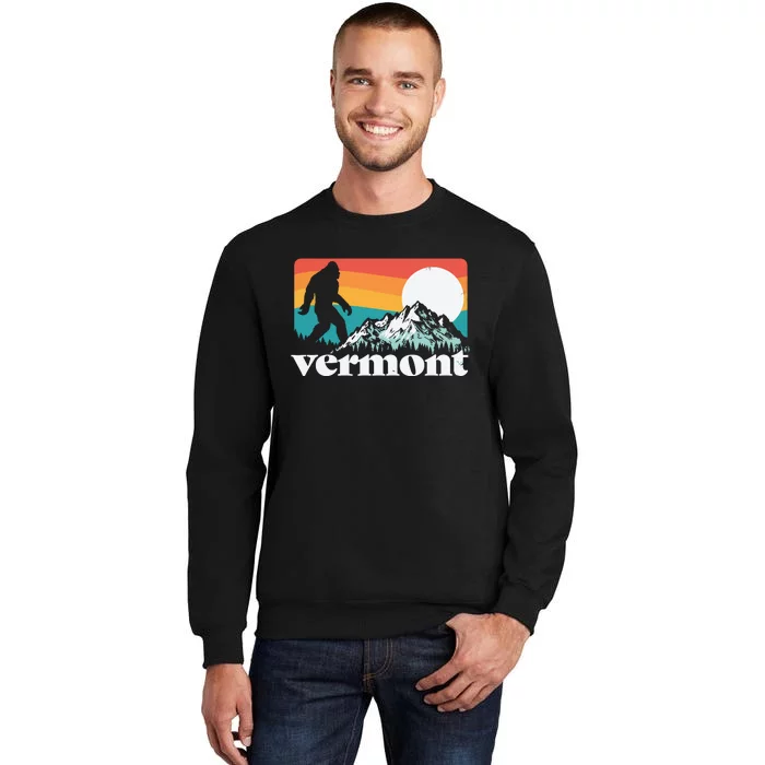 Vermont Pride Bigfoot Mountains Retro Nature Graphic Tall Sweatshirt