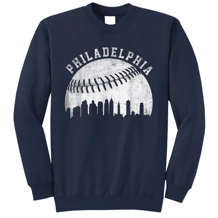 Vintage Philadelphia Baseball Skyline Retro Philly Cityscap Tall Sweatshirt