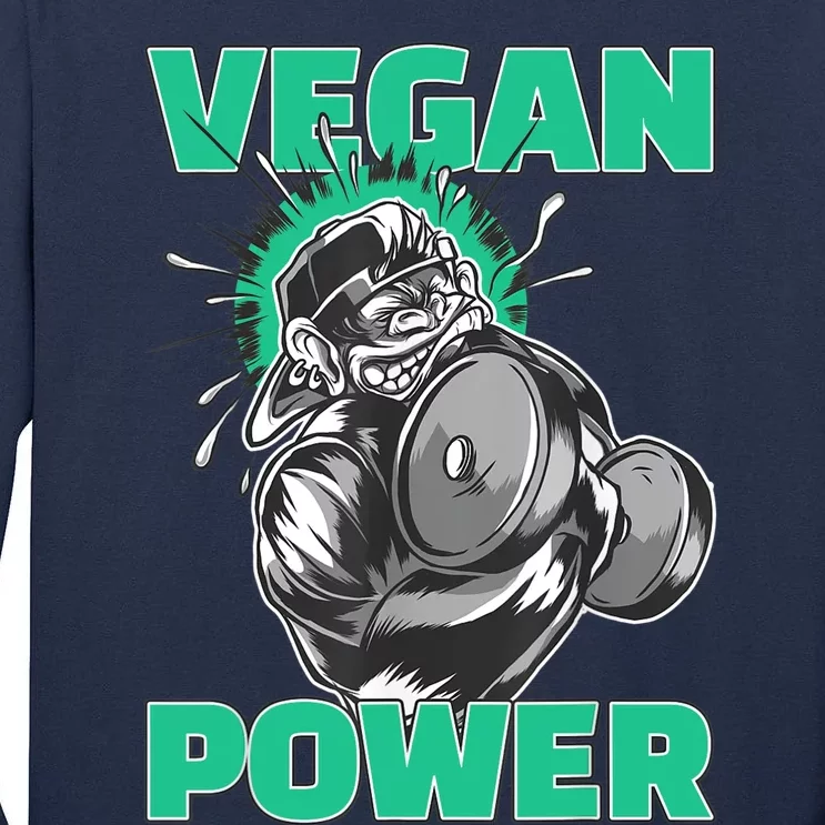 Vegan Power Bodybuilding Fitness Strength Training Gorilla Tall Long Sleeve T-Shirt