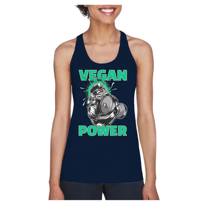 Vegan Power Bodybuilding Fitness Strength Training Gorilla Women's Racerback Tank