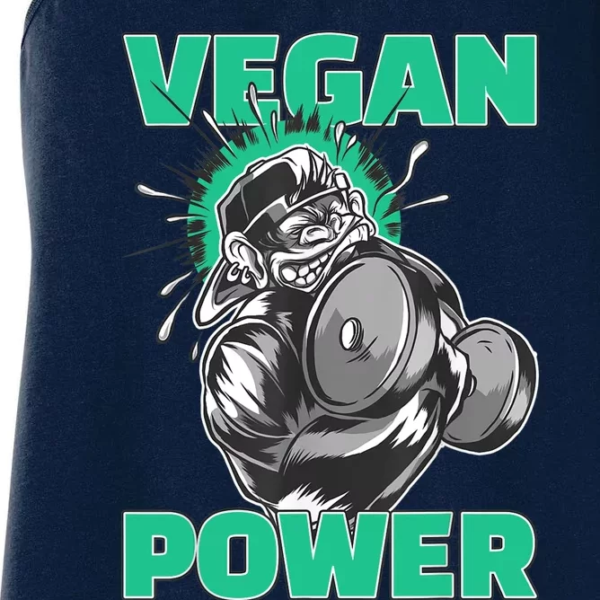 Vegan Power Bodybuilding Fitness Strength Training Gorilla Women's Racerback Tank