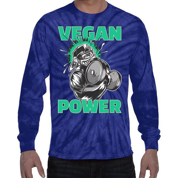 Vegan Power Bodybuilding Fitness Strength Training Gorilla Tie-Dye Long Sleeve Shirt