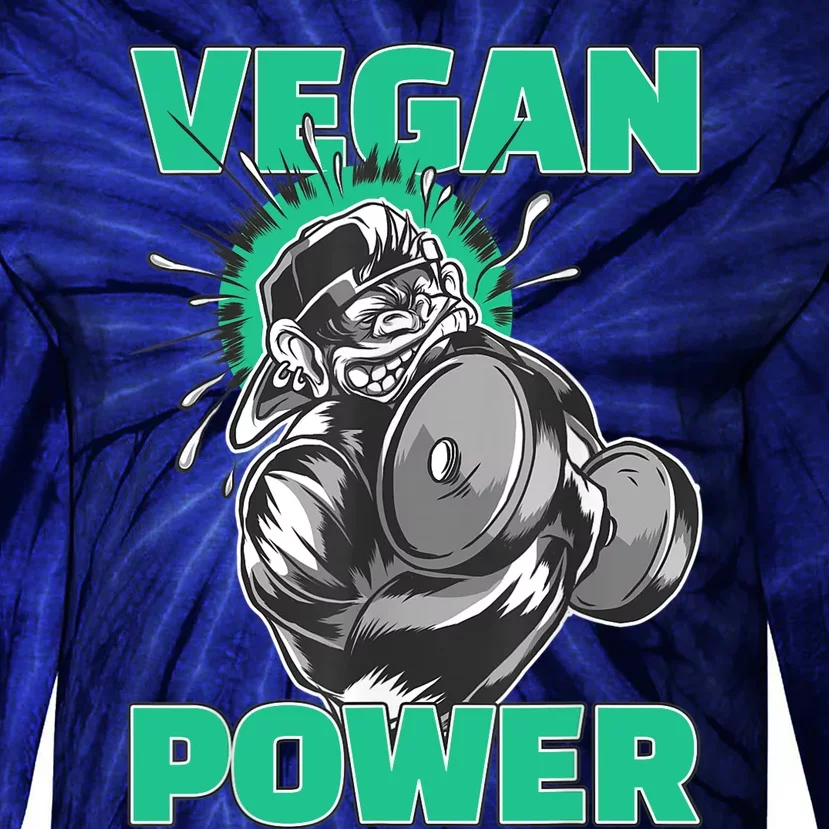 Vegan Power Bodybuilding Fitness Strength Training Gorilla Tie-Dye Long Sleeve Shirt