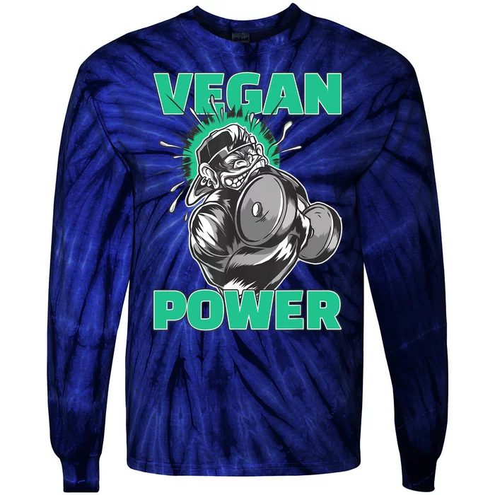 Vegan Power Bodybuilding Fitness Strength Training Gorilla Tie-Dye Long Sleeve Shirt