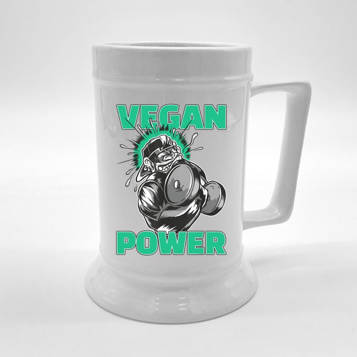 Vegan Power Bodybuilding Fitness Strength Training Gorilla Front & Back Beer Stein