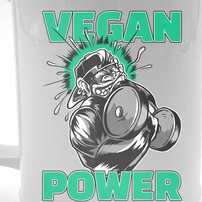 Vegan Power Bodybuilding Fitness Strength Training Gorilla Front & Back Beer Stein