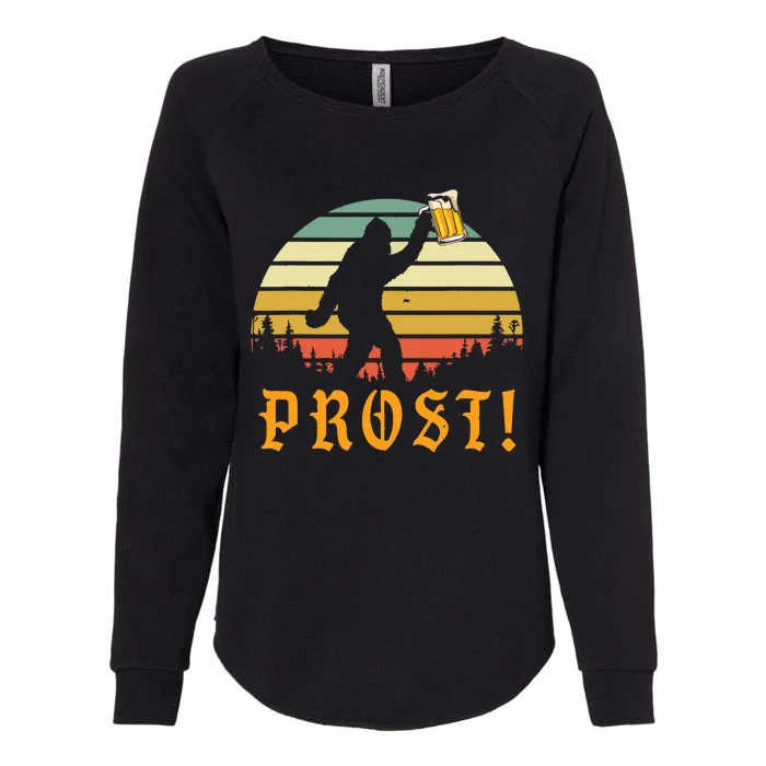 Vintage Prost! Bigfoot Yeti Drinking Beer German Oktoberfest Womens California Wash Sweatshirt