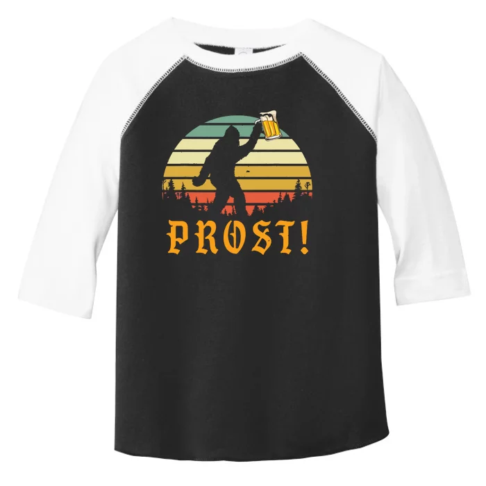 Vintage Prost! Bigfoot Yeti Drinking Beer German Oktoberfest Toddler Fine Jersey T-Shirt