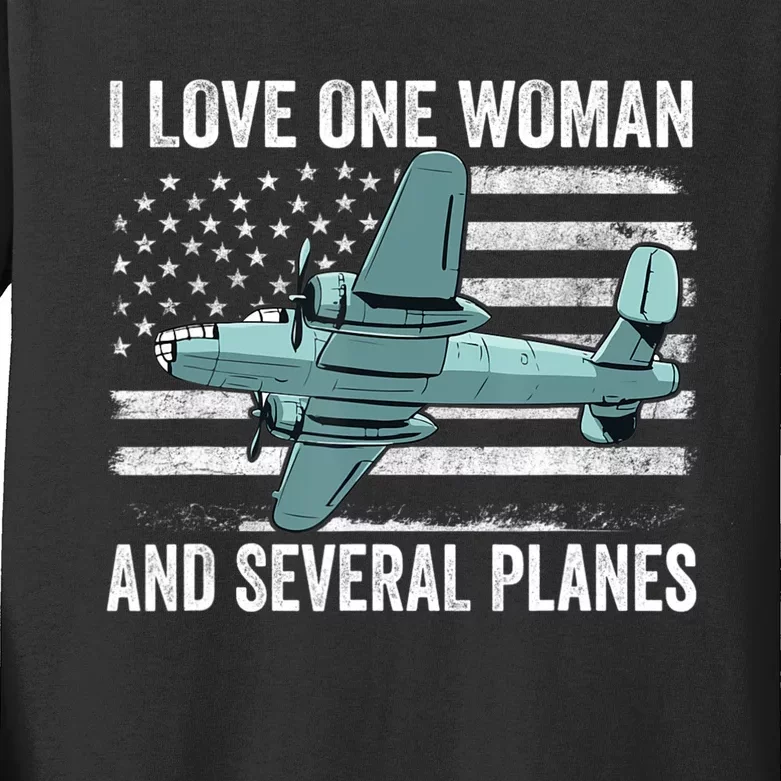 Veteran Pilot B17 Heavy Bomber WW2 Plane Aircraft USA Flag Kids Long Sleeve Shirt