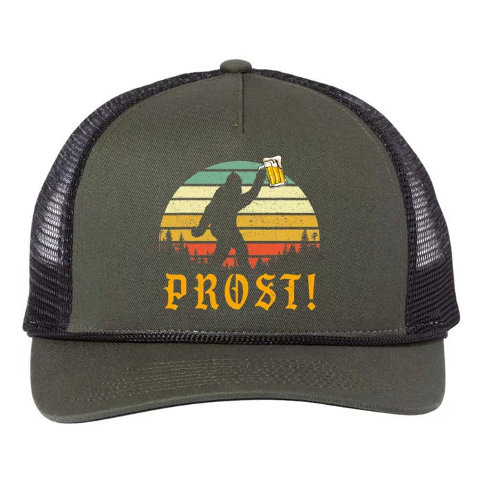 Vintage PROST Bigfoot Drinking Beer German Oktoberfest Retro Rope Trucker Hat Cap