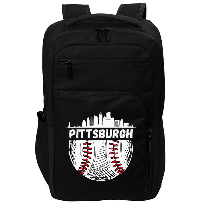 Vintage Pittsburgh Baseball Skyline Pittsburgh Baseball Impact Tech Backpack