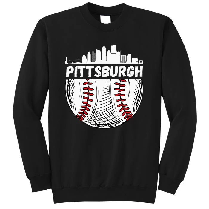 Vintage Pittsburgh Baseball Skyline Pittsburgh Baseball Tall Sweatshirt