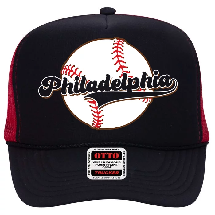 Vintage Philadelphia Baseball Throwback Retro High Crown Mesh Trucker Hat