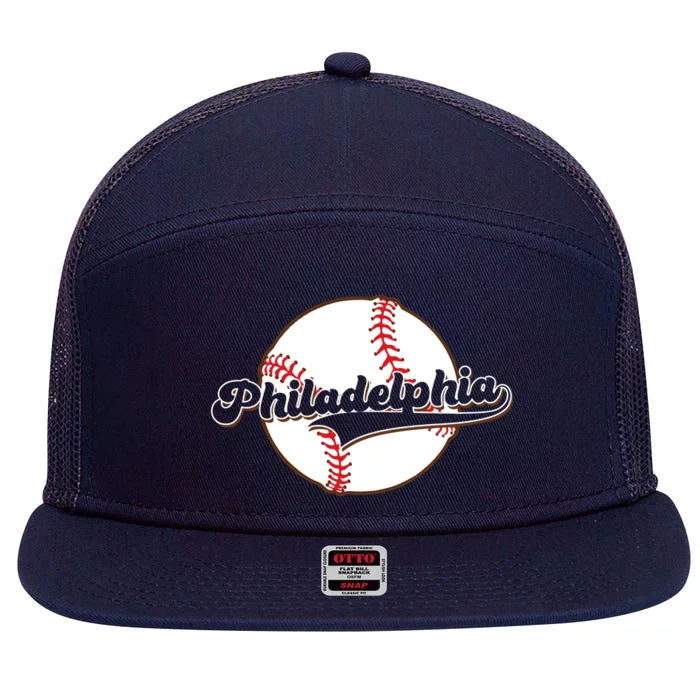 Vintage Philadelphia Baseball Throwback Retro 7 Panel Mesh Trucker Snapback Hat