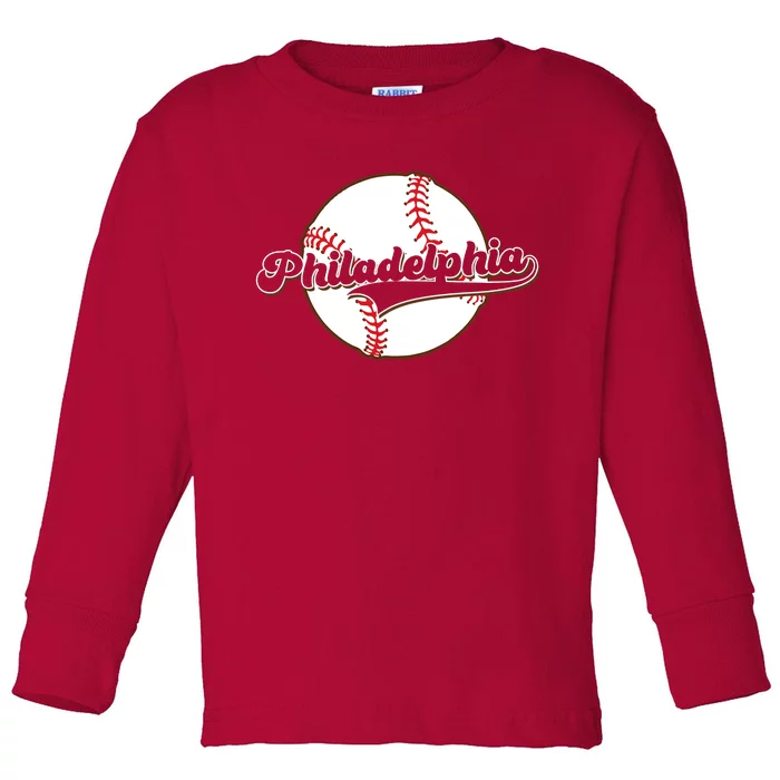 Vintage Philadelphia Baseball Throwback Retro Toddler Long Sleeve Shirt