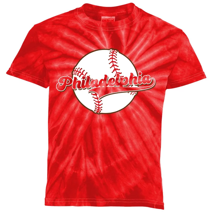 Vintage Philadelphia Baseball Throwback Retro Kids Tie-Dye T-Shirt