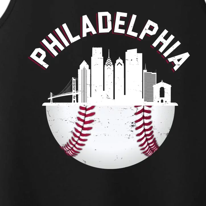 Vintage Philadelphia Baseball Retro Skyline Performance Tank