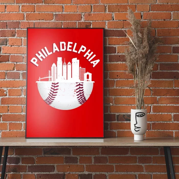 Vintage Philadelphia Baseball Retro Skyline Poster