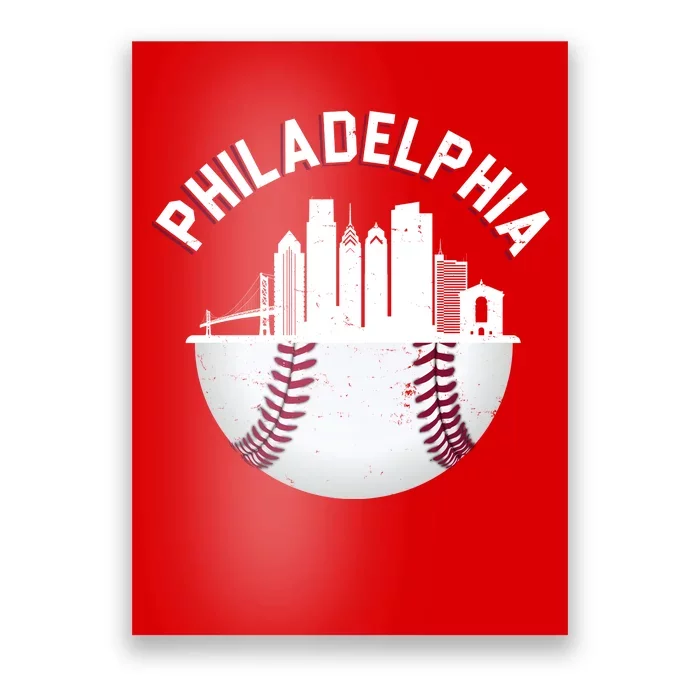 Vintage Philadelphia Baseball Retro Skyline Poster