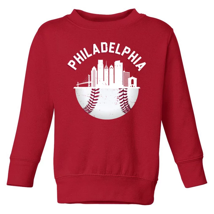 Vintage Philadelphia Baseball Retro Skyline Toddler Sweatshirt