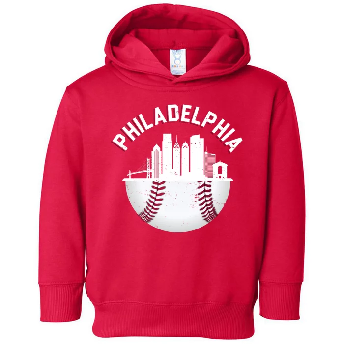 Vintage Philadelphia Baseball Retro Skyline Toddler Hoodie