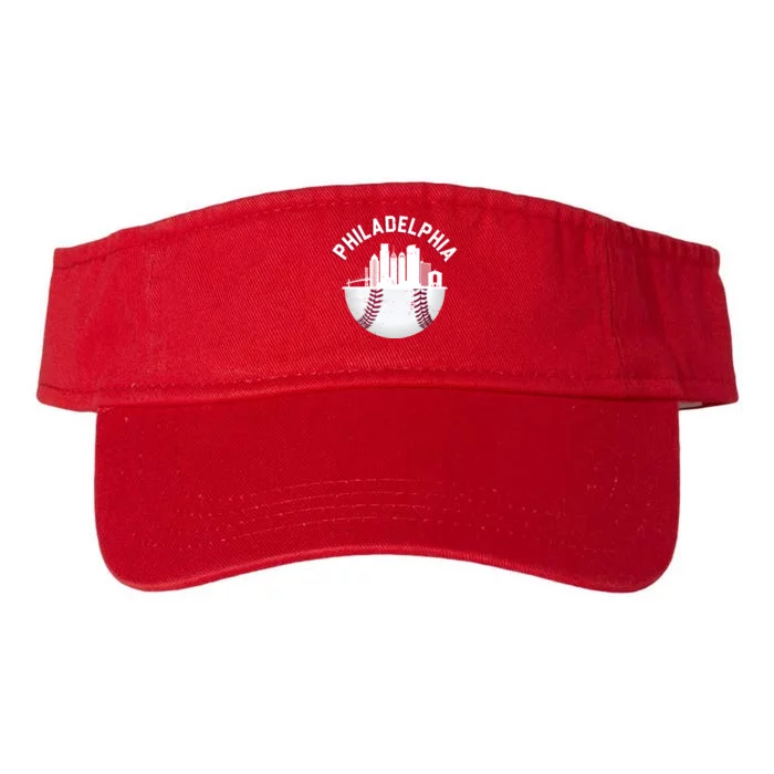 Vintage Philadelphia Baseball Retro Skyline Valucap Bio-Washed Visor