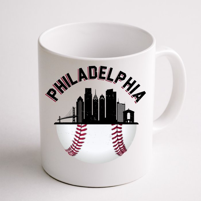 Vintage Philadelphia Baseball Retro Skyline Front & Back Coffee Mug