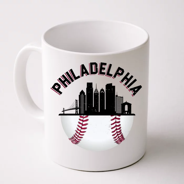 Vintage Philadelphia Baseball Retro Skyline Front & Back Coffee Mug