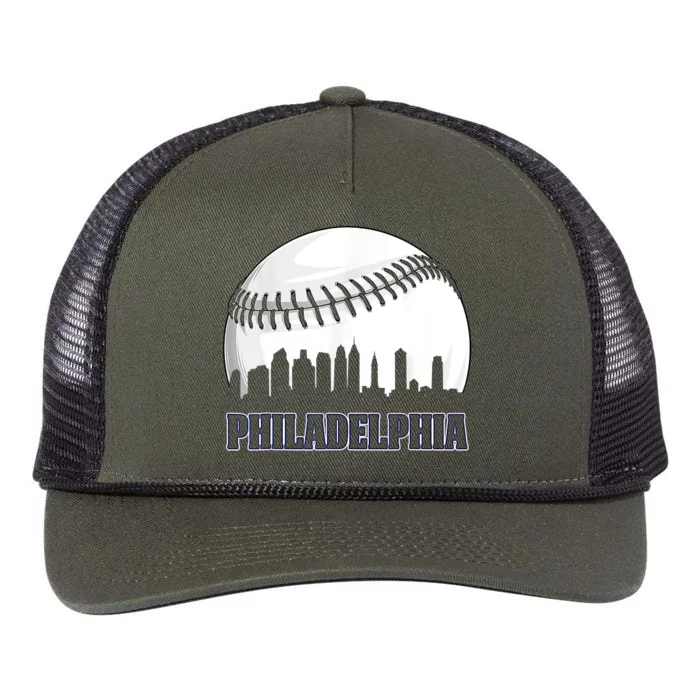 Vintage Philadelphia Baseball Skyline Retro Philly Cityscap Retro Rope Trucker Hat Cap