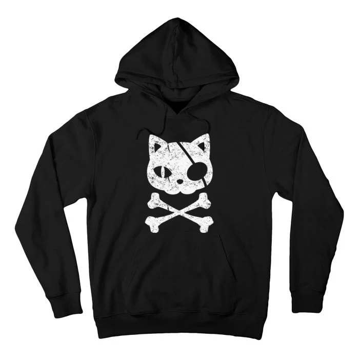 Vintage Pirate Cat Kitten Halloween Skull Cross Bones Tall Hoodie