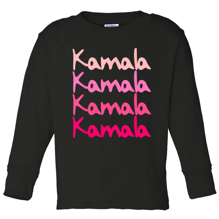 Vintage President Campaign Kamala First Name Toddler Long Sleeve Shirt