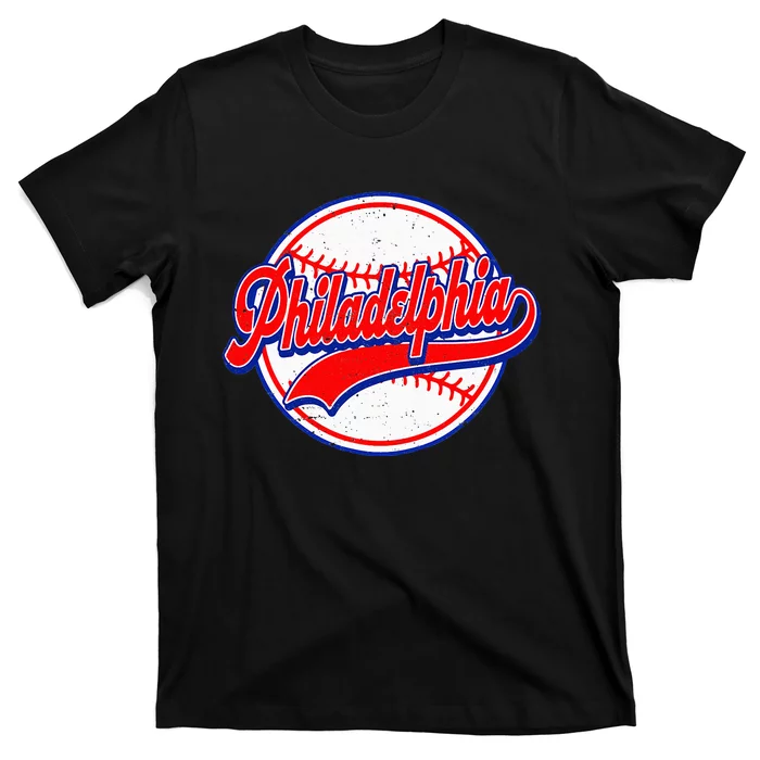 Vintage Philadelphia Cityscape Baseball Lover T-Shirt