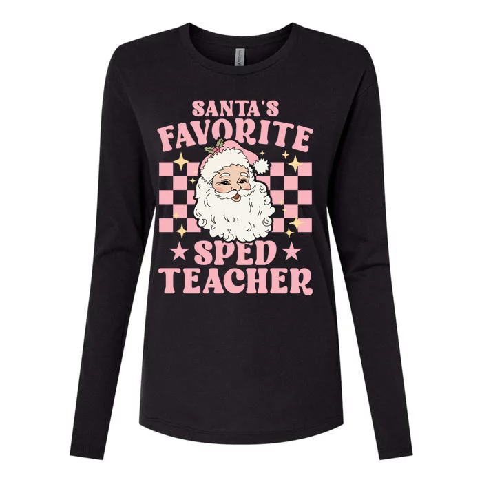 Vintage Pink Christmas Santas Favorite Sped Teacher Cute Gift Womens Cotton Relaxed Long Sleeve T-Shirt