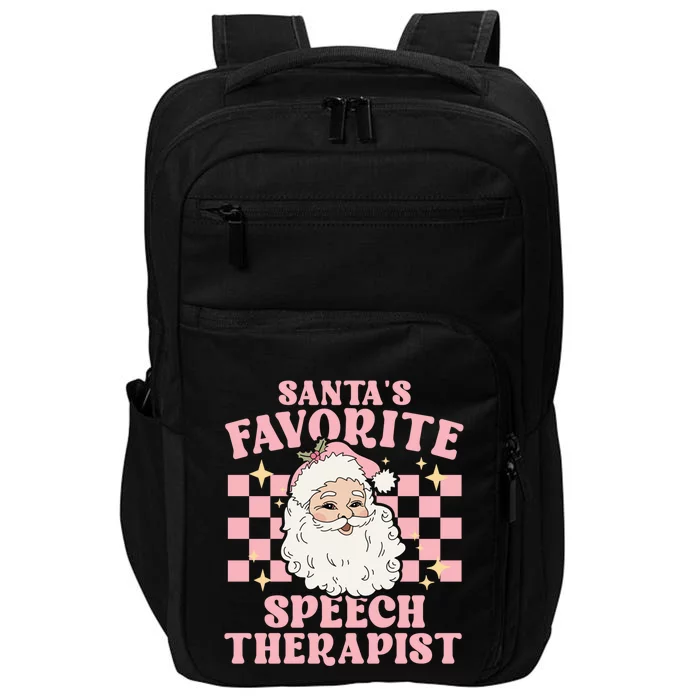 Vintage Pink Christmas Santas Favorite Speech Therapist Great Gift Impact Tech Backpack