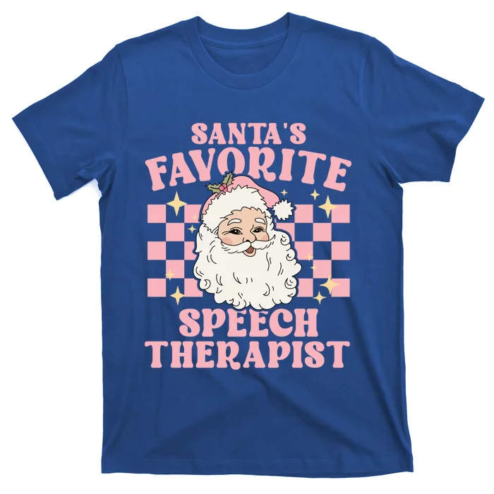 Vintage Pink Christmas Santas Favorite Speech Therapist Great Gift T-Shirt