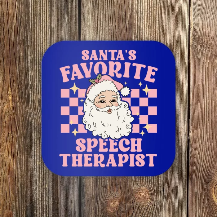 Vintage Pink Christmas Santas Favorite Speech Therapist Great Gift Coaster