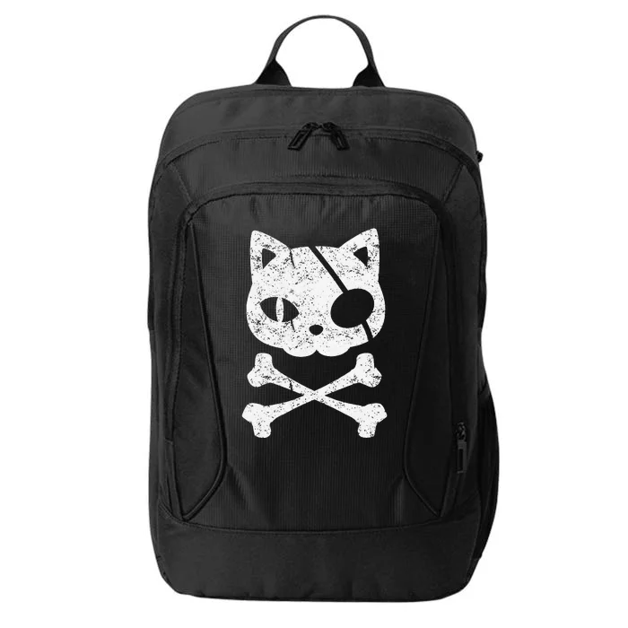 Vintage Pirate Cat Kitten Halloween Skull Cross Bones City Backpack