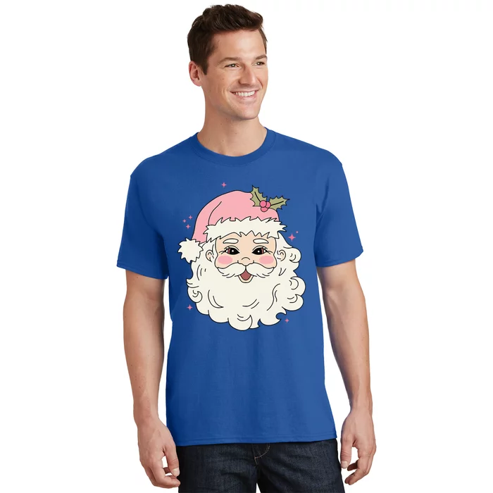 Vintage Pink Christmas Santa Claus Merry Xmas T-Shirt