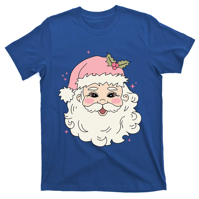 Vintage Pink Christmas Santa Claus Merry Xmas T-Shirt