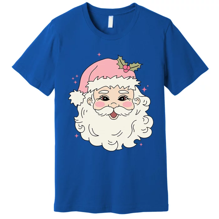 Vintage Pink Christmas Santa Claus Merry Xmas Premium T-Shirt