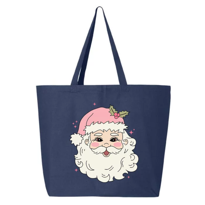 Vintage Pink Christmas Santa Claus Merry Xmas 25L Jumbo Tote