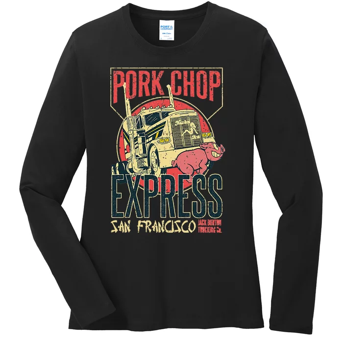 Vintage Pork Chop Express Jack Burton Trading Ladies Long Sleeve Shirt